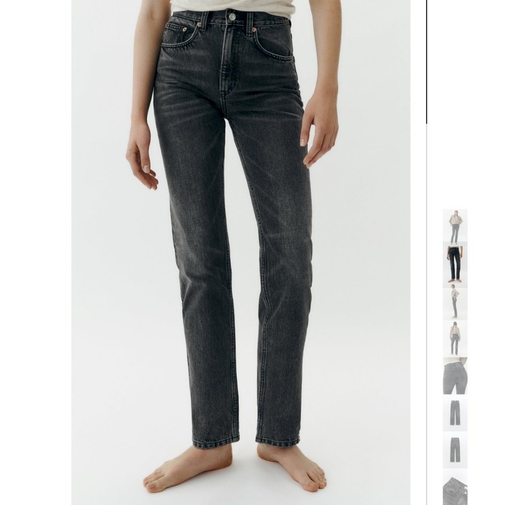 Zara - Mid Rise Straight Leg Jeans